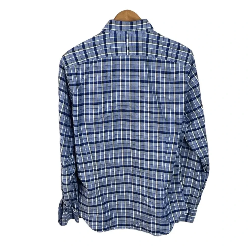 BF793 Mens Banana Republic Soft Washed Tailored Slim Fit Plaid Button Shirt M